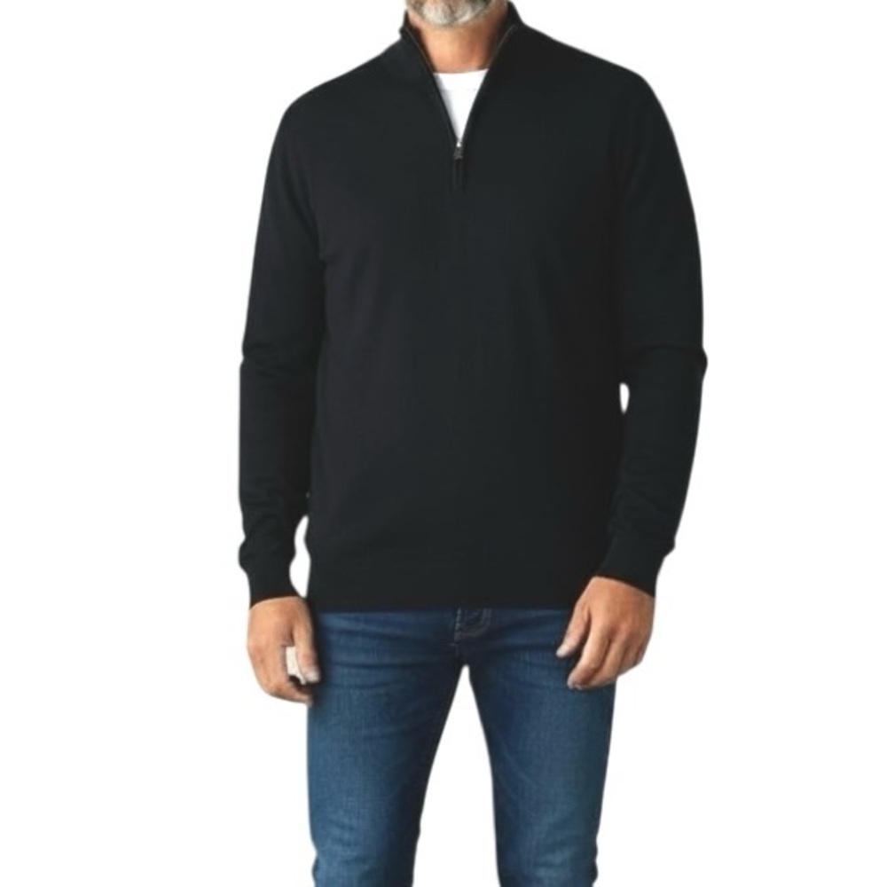 Pronto Uomo Merino wool Quarter zip Sweater Black Men’s M‎ Preppy Luxury